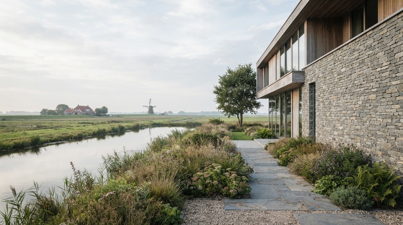 Fris Waarddijk abstracte datavisualisatie in steen- en off-white tinten